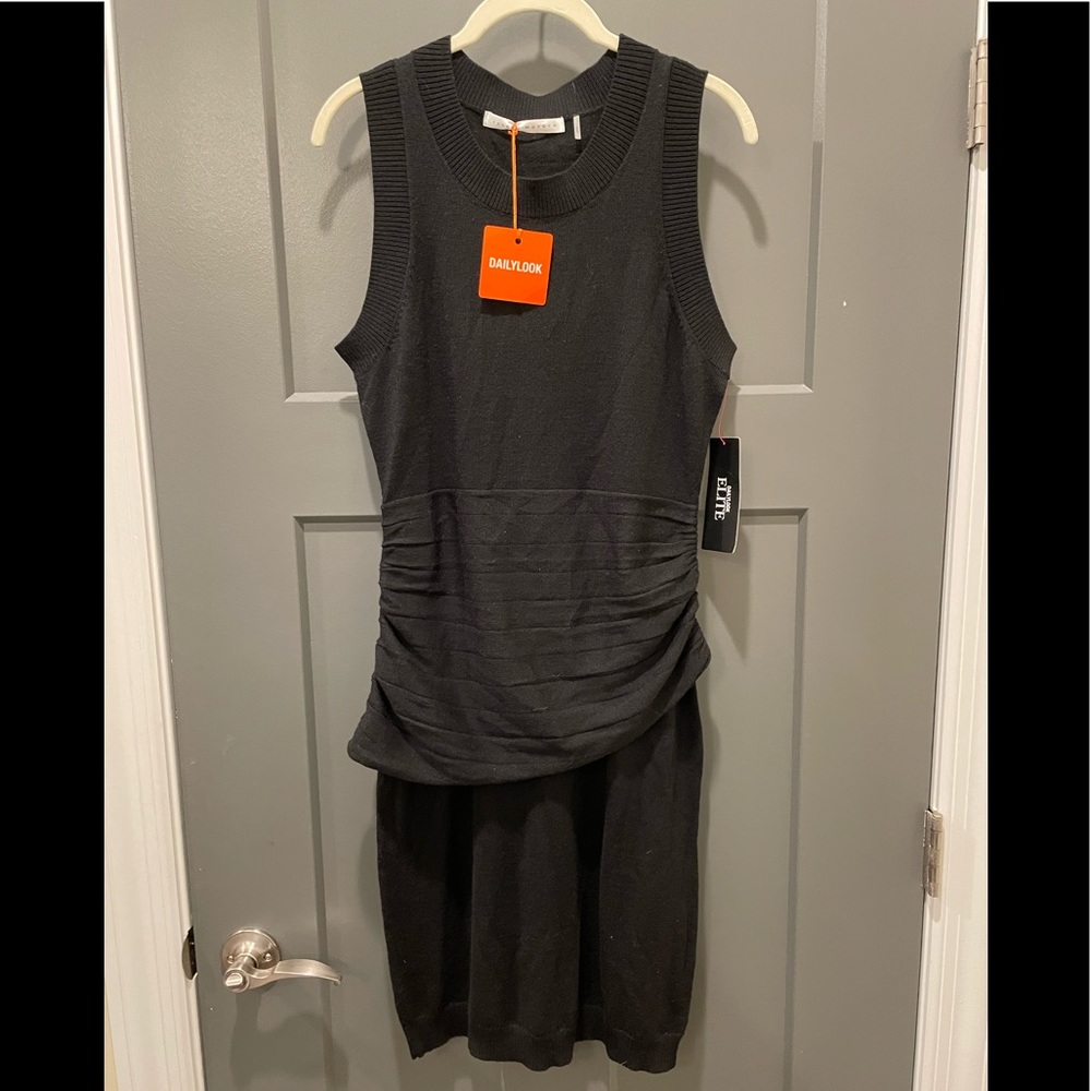 Susana Monaco M wool blend sweater knit sleeveless dress ruching NWT